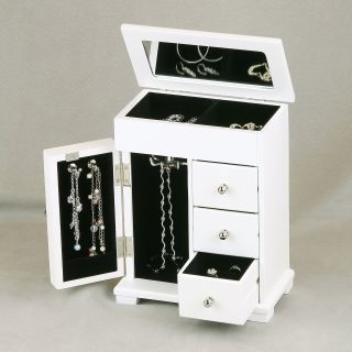 White Wooden Jewelry Box   7.5W x 9.5H in.   Girls Jewelry Boxes