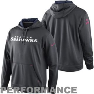 Nike Seattle Seahawks Breast Cancer Awareness Performance Pullover Hoodie   Charcoal
