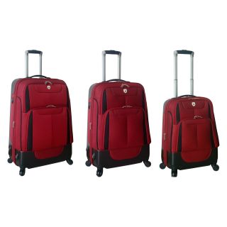 Travelers Club 3 Piece Hybrid Luggage Set with 4 Wheel System   Red   Luggage Sets
