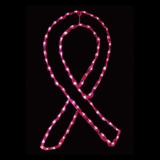 37 in. Outdoor LED Large Breast Cancer Ribbon Lighted Display   78 Bulbs   Christmas Lights