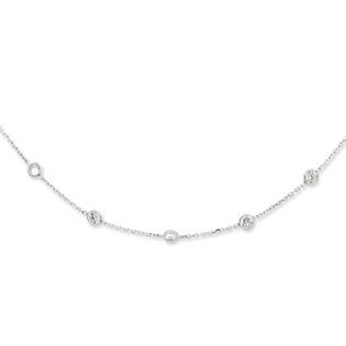 Sterling Silver Clear CZ Necklace   18 Inch   Spring Ring