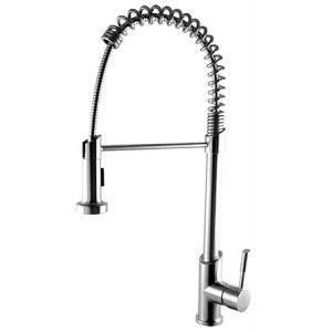 Alfi Brand AB2013 Kitchen Faucet, Commercial Spring w/Pull Down Shower Spray   Solid Stainless Steel