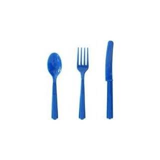 Blue Plastic Cutlery Set Fork Spoon Knives   48pc Set