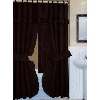 Chocolate Brown Fabric Double Swag Shower Curtain with Matching Fabric 