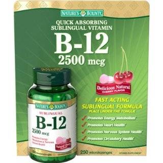 Natures Bounty Sublingual Vitamin B 12 2500 Mcg with Cherry Flavor 