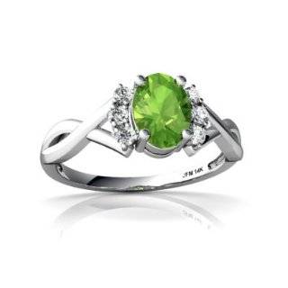   White Gold Oval Genuine Peridot Celtic Trinity Ring Size 8 Jewelry