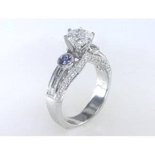 94 ct Diamond & Sapphire Engagement Ring Setting 18k White Gold