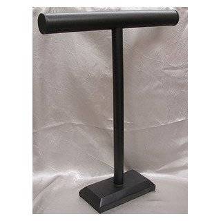 Black Leather Necklace T Bar Jewelry Display Stand 18H