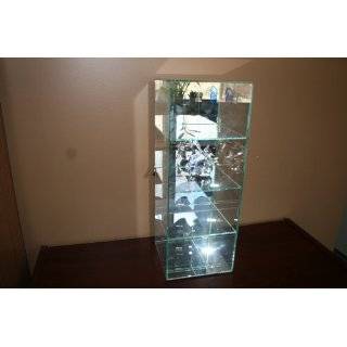  Square Wood & Glass Curio Cabinet in Silver. Furniture 