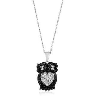  Silver Pearl and Cubic Zirconia CZ Owl Charm Animal Necklace: Jewelry