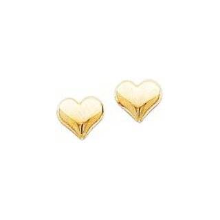 14K Yellow Gold Heart Stud Earrings Ear Jewelry New A