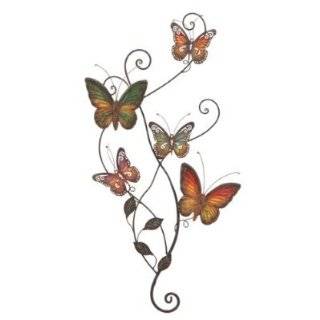 Butterfly Hand Painted Metal Wall Art 29h, 15w