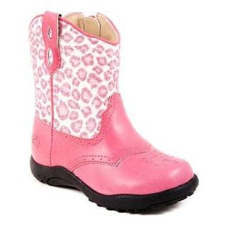 Roper Girls Pink Glitter Leopard Cowboy Boots Infant Toddler 2 8
