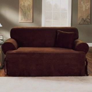   Micro Suede Solid Mocha Brown T cushion Couch / sofa Cover Slipcover