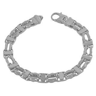  Mens Sterling Silver Handmade Link Bracelet Rhodium 